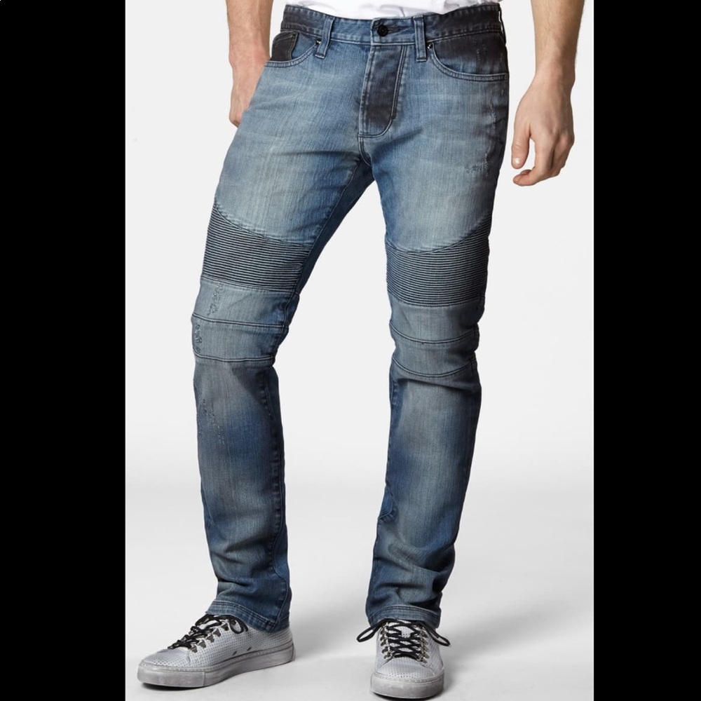 Rogue Distressed Slim-Fit Moto Jeans